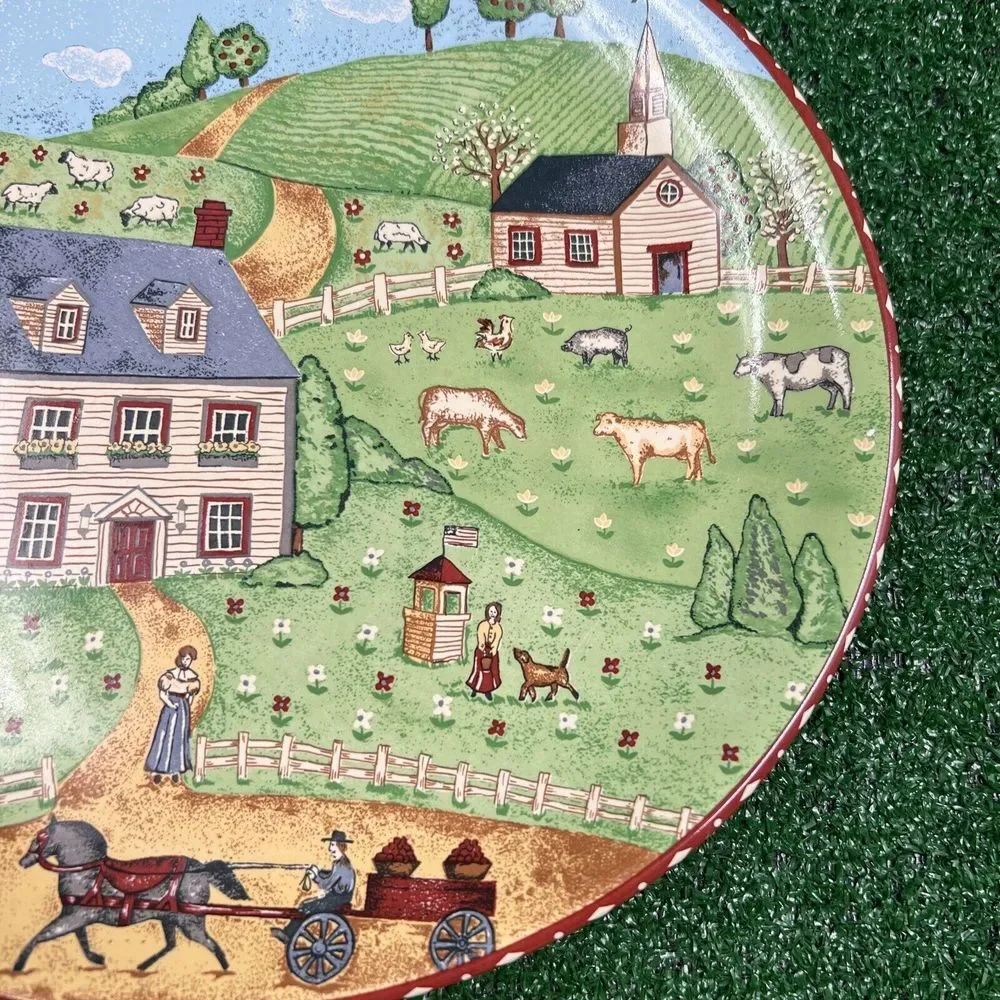 Vintage Sango Green Acres Serving Platter Dinner Plate Church Farm Horse 4873 20
